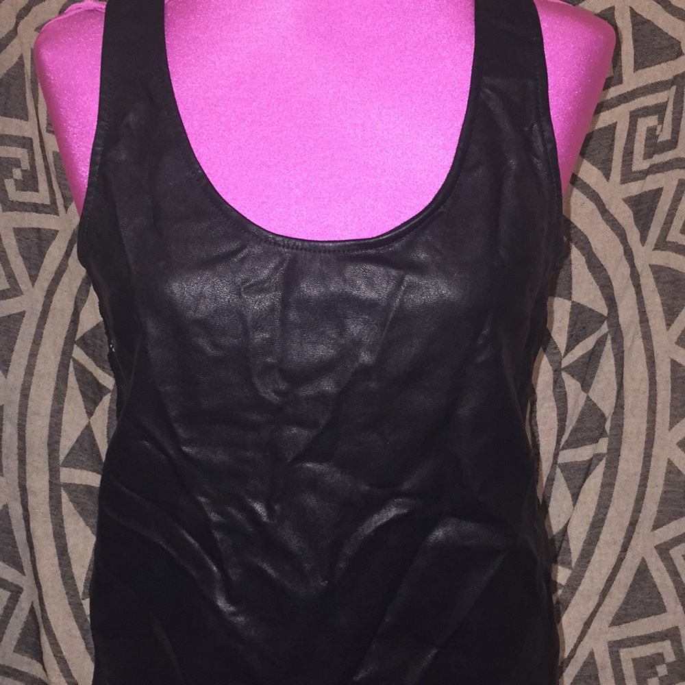 Half leather/ lace tank